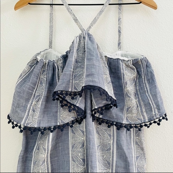 NEW THML Summer Cotton Halter Ruffle Summer Dress Size L - Picture 7 of 11